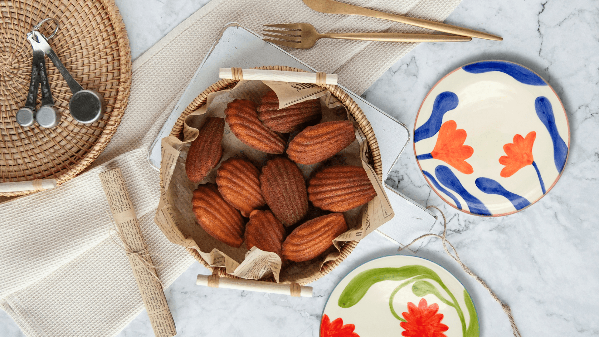François Perret's Madeleines Recipe (Ritz): A Colourful Delight on Our Small Flower Plates