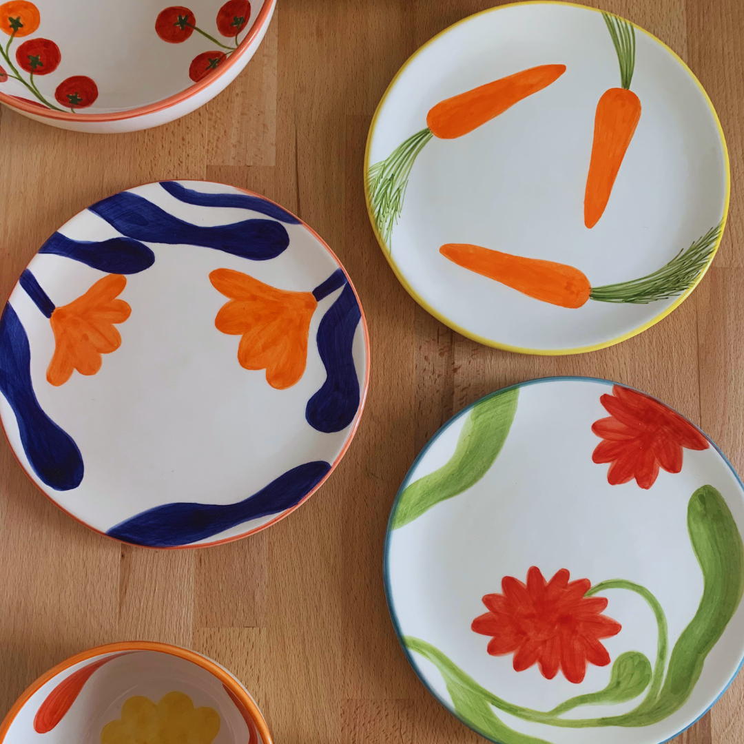 Rose Balimba colourful dessert plates with flowers