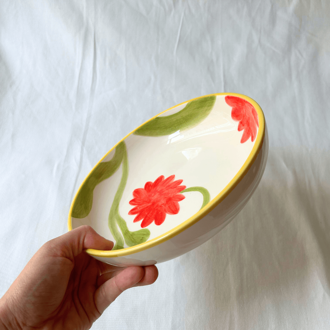 Set of 2 Handmade Flower Pasta Bowls - ROSE BALIMBA