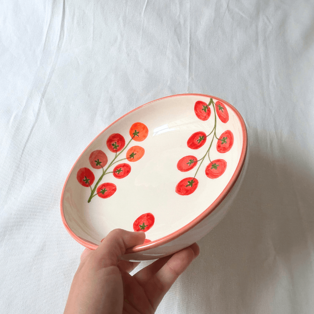 Set of 2 Handmade Pomodoro Pasta Bowls - ROSE BALIMBA