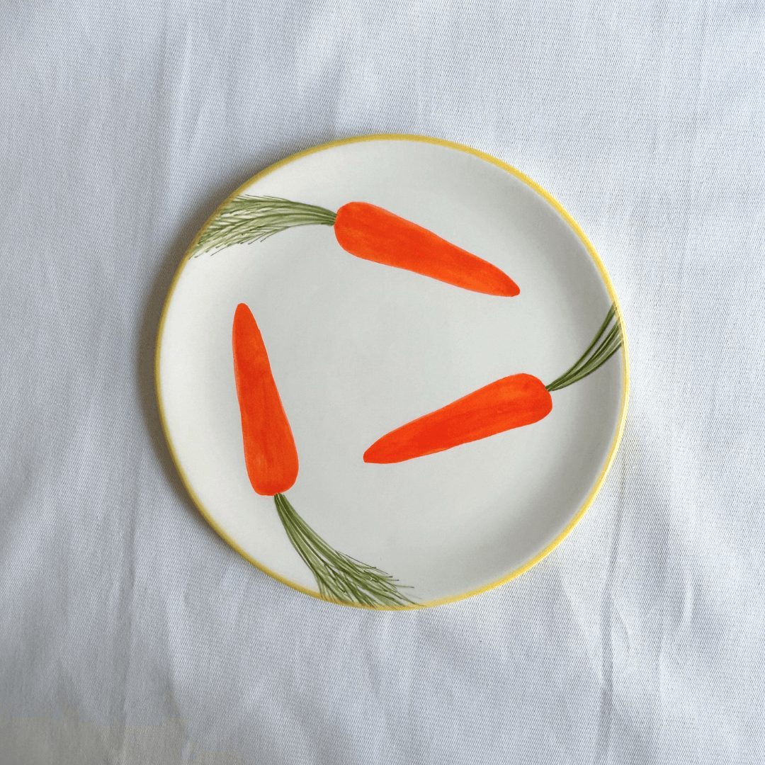 Set of 2 Handpainted Small Carrot Plates - ROSE BALIMBA