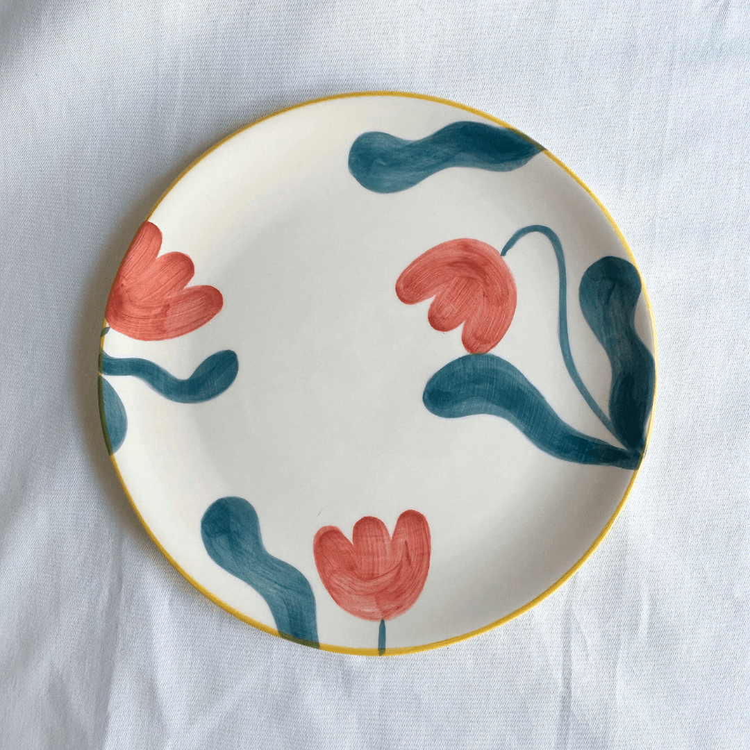 Set of 2 Large Flower Dinner Plates - ROSE BALIMBA