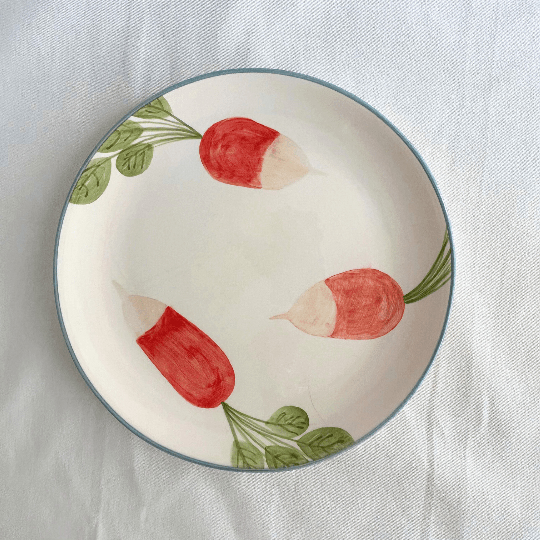 Set of 2 Large Radish Dinner Plates - ROSE BALIMBA