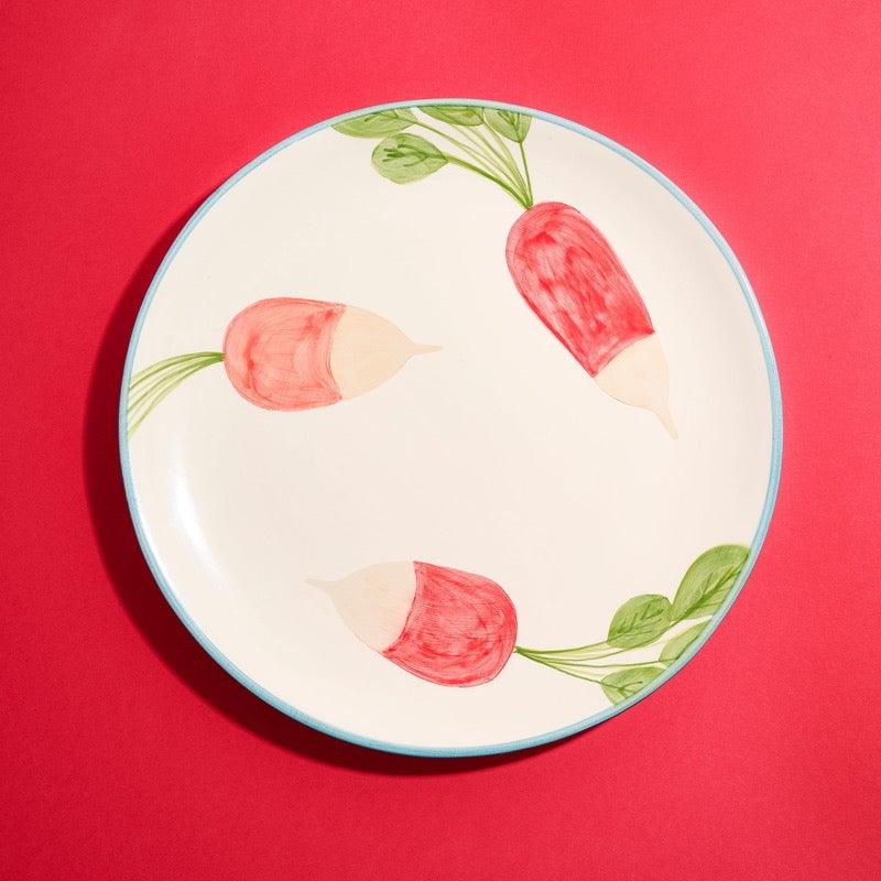 Set of 2 Large Radish Dinner Plates - ROSE BALIMBA